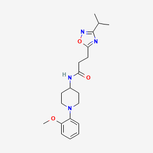 molecular formula C20H28N4O3 B7535937 N-[1-(2-methoxyphenyl)piperidin-4-yl]-3-(3-propan-2-yl-1,2,4-oxadiazol-5-yl)propanamide 
