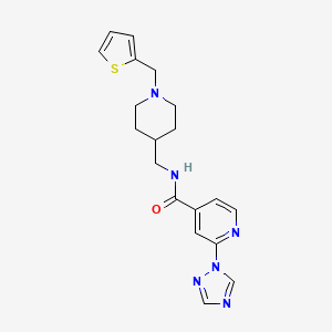 molecular formula C19H22N6OS B7535940 N-[[1-(thiophen-2-ylmethyl)piperidin-4-yl]methyl]-2-(1,2,4-triazol-1-yl)pyridine-4-carboxamide 