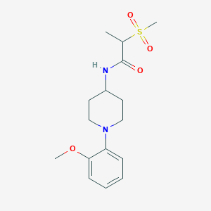 molecular formula C16H24N2O4S B7535942 N-[1-(2-methoxyphenyl)piperidin-4-yl]-2-methylsulfonylpropanamide 