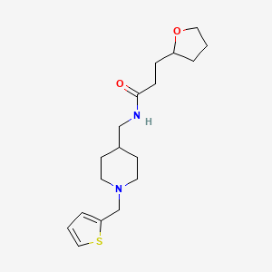 molecular formula C18H28N2O2S B7535955 3-(oxolan-2-yl)-N-[[1-(thiophen-2-ylmethyl)piperidin-4-yl]methyl]propanamide 