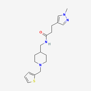 molecular formula C18H26N4OS B7535957 3-(1-methylpyrazol-4-yl)-N-[[1-(thiophen-2-ylmethyl)piperidin-4-yl]methyl]propanamide 