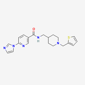 molecular formula C20H23N5OS B7535976 6-imidazol-1-yl-N-[[1-(thiophen-2-ylmethyl)piperidin-4-yl]methyl]pyridine-3-carboxamide 