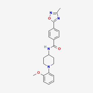 molecular formula C22H24N4O3 B7535978 N-[1-(2-methoxyphenyl)piperidin-4-yl]-4-(3-methyl-1,2,4-oxadiazol-5-yl)benzamide 