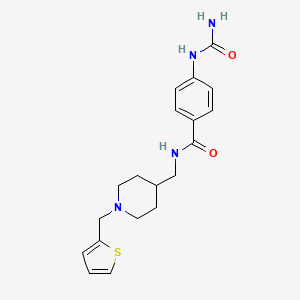 4-(carbamoylamino)-N-[[1-(thiophen-2-ylmethyl)piperidin-4-yl]methyl]benzamide