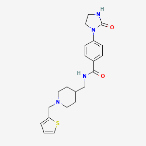 molecular formula C21H26N4O2S B7536010 4-(2-oxoimidazolidin-1-yl)-N-[[1-(thiophen-2-ylmethyl)piperidin-4-yl]methyl]benzamide 