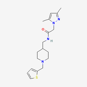 molecular formula C18H26N4OS B7536017 2-(3,5-dimethylpyrazol-1-yl)-N-[[1-(thiophen-2-ylmethyl)piperidin-4-yl]methyl]acetamide 