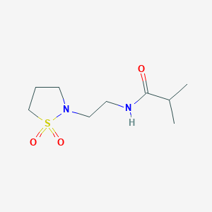molecular formula C9H18N2O3S B7536028 N-[2-(1,1-dioxo-1,2-thiazolidin-2-yl)ethyl]-2-methylpropanamide 
