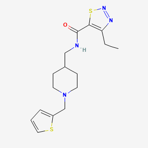 4-ethyl-N-[[1-(thiophen-2-ylmethyl)piperidin-4-yl]methyl]thiadiazole-5-carboxamide