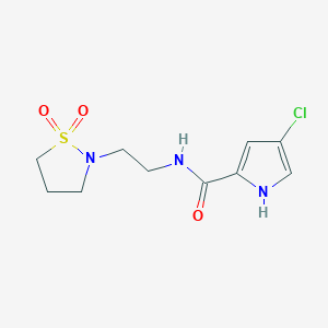 molecular formula C10H14ClN3O3S B7536045 4-chloro-N-[2-(1,1-dioxo-1,2-thiazolidin-2-yl)ethyl]-1H-pyrrole-2-carboxamide 
