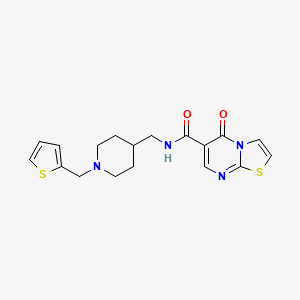 molecular formula C18H20N4O2S2 B7536049 5-oxo-N-[[1-(thiophen-2-ylmethyl)piperidin-4-yl]methyl]-[1,3]thiazolo[3,2-a]pyrimidine-6-carboxamide 