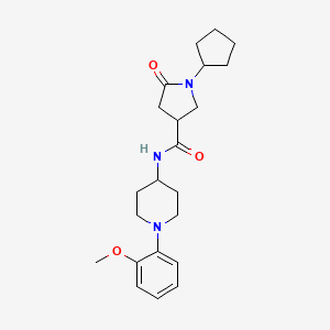 molecular formula C22H31N3O3 B7536053 1-cyclopentyl-N-[1-(2-methoxyphenyl)piperidin-4-yl]-5-oxopyrrolidine-3-carboxamide 