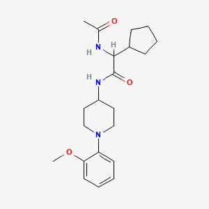 molecular formula C21H31N3O3 B7536057 2-acetamido-2-cyclopentyl-N-[1-(2-methoxyphenyl)piperidin-4-yl]acetamide 
