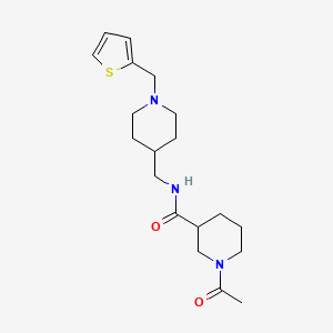 molecular formula C19H29N3O2S B7536058 1-acetyl-N-[[1-(thiophen-2-ylmethyl)piperidin-4-yl]methyl]piperidine-3-carboxamide 