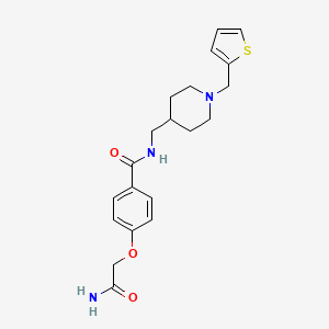 molecular formula C20H25N3O3S B7536066 4-(2-amino-2-oxoethoxy)-N-[[1-(thiophen-2-ylmethyl)piperidin-4-yl]methyl]benzamide 
