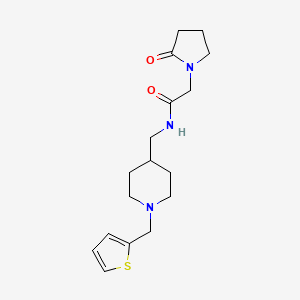 molecular formula C17H25N3O2S B7536106 2-(2-oxopyrrolidin-1-yl)-N-[[1-(thiophen-2-ylmethyl)piperidin-4-yl]methyl]acetamide 