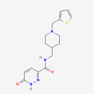 molecular formula C16H20N4O2S B7536146 6-oxo-N-[[1-(thiophen-2-ylmethyl)piperidin-4-yl]methyl]-1H-pyridazine-3-carboxamide 