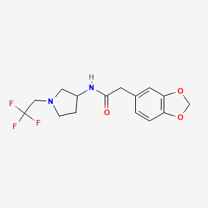 molecular formula C15H17F3N2O3 B7536201 2-(1,3-benzodioxol-5-yl)-N-[1-(2,2,2-trifluoroethyl)pyrrolidin-3-yl]acetamide 