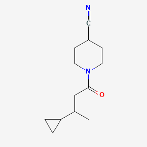 molecular formula C13H20N2O B7536242 1-(3-Cyclopropylbutanoyl)piperidine-4-carbonitrile 