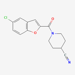 molecular formula C15H13ClN2O2 B7536266 1-(5-Chloro-1-benzofuran-2-carbonyl)piperidine-4-carbonitrile 