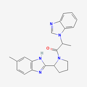 molecular formula C22H23N5O B7536284 2-(benzimidazol-1-yl)-1-[2-(6-methyl-1H-benzimidazol-2-yl)pyrrolidin-1-yl]propan-1-one 