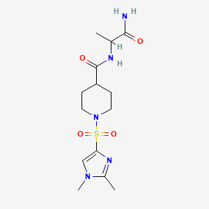 molecular formula C14H23N5O4S B7536288 N-(1-amino-1-oxopropan-2-yl)-1-(1,2-dimethylimidazol-4-yl)sulfonylpiperidine-4-carboxamide 
