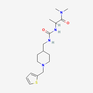 molecular formula C17H28N4O2S B7536294 N,N-dimethyl-2-[[1-(thiophen-2-ylmethyl)piperidin-4-yl]methylcarbamoylamino]propanamide 