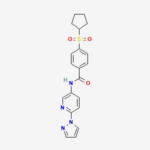 molecular formula C20H20N4O3S B7536299 4-cyclopentylsulfonyl-N-(6-pyrazol-1-ylpyridin-3-yl)benzamide 