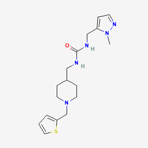 molecular formula C17H25N5OS B7536316 1-[(2-Methylpyrazol-3-yl)methyl]-3-[[1-(thiophen-2-ylmethyl)piperidin-4-yl]methyl]urea 