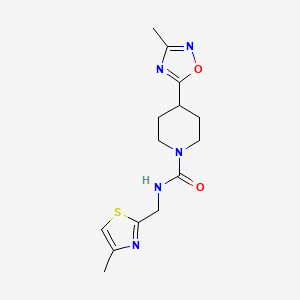 molecular formula C14H19N5O2S B7536321 4-(3-methyl-1,2,4-oxadiazol-5-yl)-N-[(4-methyl-1,3-thiazol-2-yl)methyl]piperidine-1-carboxamide 
