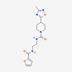 molecular formula C16H21N5O4 B7536337 N-[2-(furan-2-carbonylamino)ethyl]-4-(3-methyl-1,2,4-oxadiazol-5-yl)piperidine-1-carboxamide 