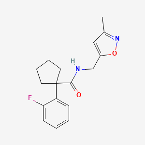 molecular formula C17H19FN2O2 B7536338 1-(2-fluorophenyl)-N-[(3-methyl-1,2-oxazol-5-yl)methyl]cyclopentane-1-carboxamide 