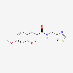 molecular formula C15H16N2O3S B7536360 7-methoxy-N-(1,3-thiazol-4-ylmethyl)-3,4-dihydro-2H-chromene-3-carboxamide 