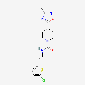 molecular formula C15H19ClN4O2S B7536371 N-[2-(5-chlorothiophen-2-yl)ethyl]-4-(3-methyl-1,2,4-oxadiazol-5-yl)piperidine-1-carboxamide 