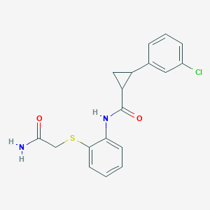 molecular formula C18H17ClN2O2S B7536377 N-[2-(2-amino-2-oxoethyl)sulfanylphenyl]-2-(3-chlorophenyl)cyclopropane-1-carboxamide 