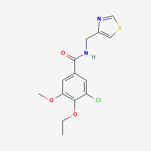 molecular formula C14H15ClN2O3S B7536386 3-chloro-4-ethoxy-5-methoxy-N-(1,3-thiazol-4-ylmethyl)benzamide 