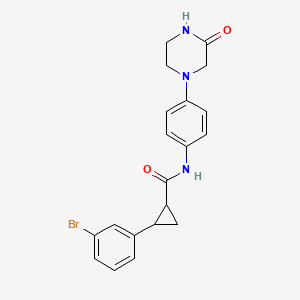 2-(3-bromophenyl)-N-[4-(3-oxopiperazin-1-yl)phenyl]cyclopropane-1-carboxamide