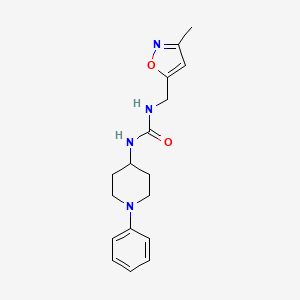 molecular formula C17H22N4O2 B7536421 1-[(3-Methyl-1,2-oxazol-5-yl)methyl]-3-(1-phenylpiperidin-4-yl)urea 