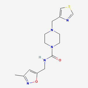 molecular formula C14H19N5O2S B7536452 N-[(3-methyl-1,2-oxazol-5-yl)methyl]-4-(1,3-thiazol-4-ylmethyl)piperazine-1-carboxamide 