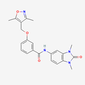 molecular formula C22H22N4O4 B7536456 3-[(3,5-dimethyl-1,2-oxazol-4-yl)methoxy]-N-(1,3-dimethyl-2-oxobenzimidazol-5-yl)benzamide 