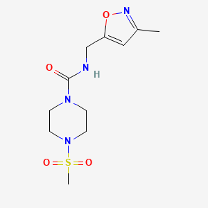 molecular formula C11H18N4O4S B7536462 N-[(3-methyl-1,2-oxazol-5-yl)methyl]-4-methylsulfonylpiperazine-1-carboxamide 