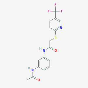 molecular formula C16H14F3N3O2S B7536470 N-(3-acetamidophenyl)-2-[5-(trifluoromethyl)pyridin-2-yl]sulfanylacetamide 