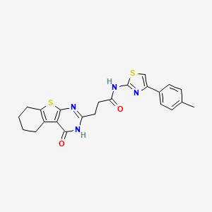 molecular formula C23H22N4O2S2 B7536539 N-[4-(4-methylphenyl)-1,3-thiazol-2-yl]-3-(4-oxo-5,6,7,8-tetrahydro-3H-[1]benzothiolo[2,3-d]pyrimidin-2-yl)propanamide 
