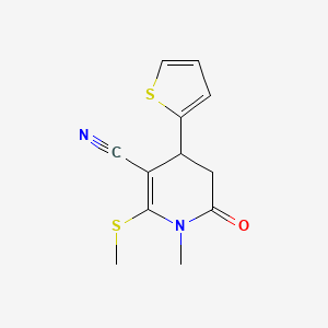 molecular formula C12H12N2OS2 B7536562 1-Methyl-6-methylsulfanyl-2-oxo-4-thiophen-2-yl-3,4-dihydropyridine-5-carbonitrile 