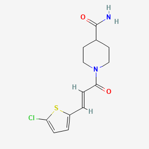 molecular formula C13H15ClN2O2S B7536565 1-[(E)-3-(5-chlorothiophen-2-yl)prop-2-enoyl]piperidine-4-carboxamide 