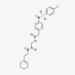 molecular formula C24H27FN2O5S B7536620 [2-[2-(Cyclohexen-1-yl)ethylamino]-2-oxoethyl] 2-[4-[(4-fluorophenyl)sulfonylamino]phenyl]acetate 