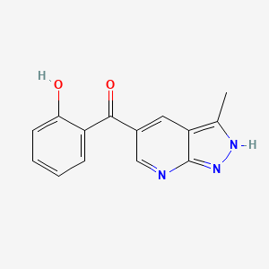 molecular formula C14H11N3O2 B7536652 (2-Hydroxyphenyl)(3-methyl-1H-pyrazolo[3,4-b]pyridine-5-yl) ketone 