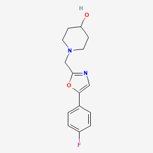 molecular formula C15H17FN2O2 B7536664 1-[[5-(4-Fluorophenyl)-1,3-oxazol-2-yl]methyl]piperidin-4-ol 