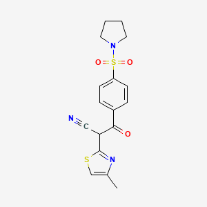 molecular formula C17H17N3O3S2 B7536698 2-(4-Methyl-1,3-thiazol-2-yl)-3-oxo-3-(4-pyrrolidin-1-ylsulfonylphenyl)propanenitrile 