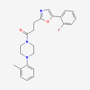 molecular formula C23H24FN3O2 B7536702 3-[5-(2-Fluorophenyl)-1,3-oxazol-2-yl]-1-[4-(2-methylphenyl)piperazin-1-yl]propan-1-one 