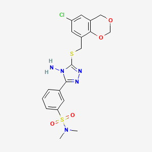 molecular formula C19H20ClN5O4S2 B7536713 3-[4-amino-5-[(6-chloro-4H-1,3-benzodioxin-8-yl)methylsulfanyl]-1,2,4-triazol-3-yl]-N,N-dimethylbenzenesulfonamide 
